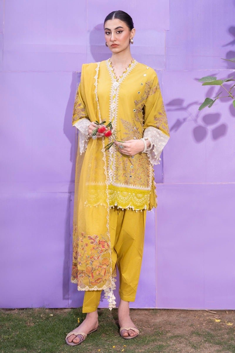 SANA SAFINAZ 3 Piece Unstitched Printed Embroidered Lawn Suit - M232-018A-CX