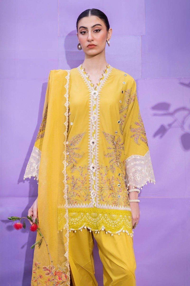 SANA SAFINAZ 3 Piece Unstitched Printed Embroidered Lawn Suit - M232-018A-CX
