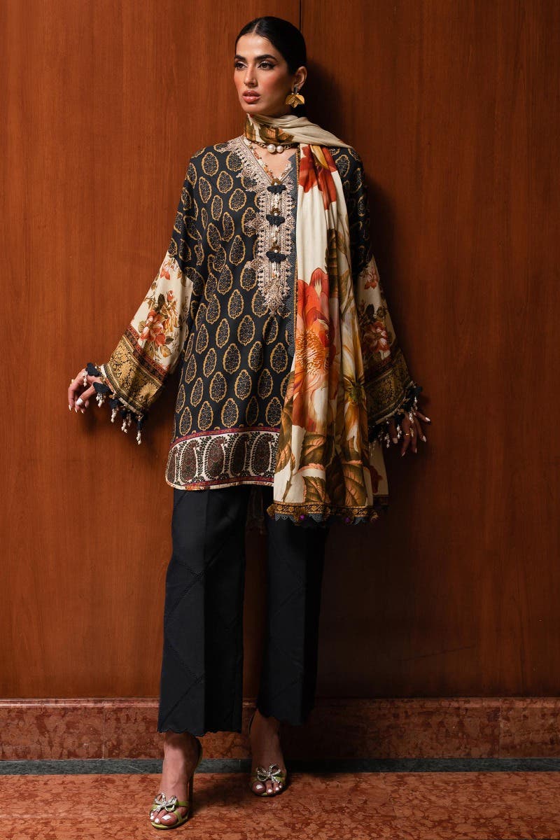 SANA SAFINAZ 3 Piece Unstitched Digital Printed Linen Suit - M233-004A-CU