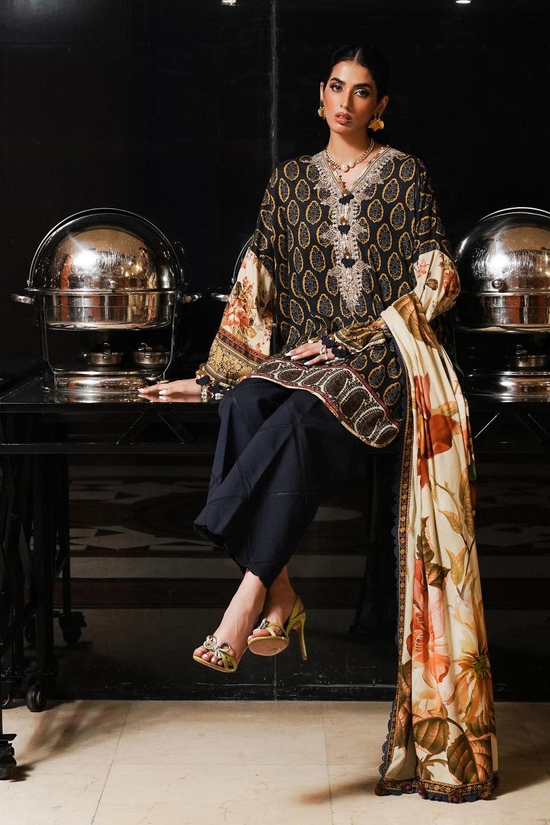 SANA SAFINAZ 3 Piece Unstitched Digital Printed Linen Suit - M233-004A-CU
