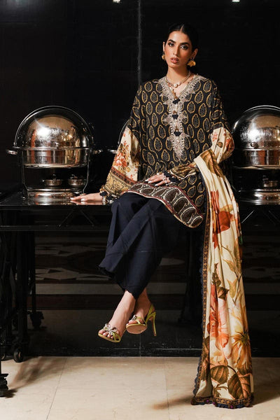 SANA SAFINAZ 3 Piece Unstitched Digital Printed Linen Suit - M233-004A-CU