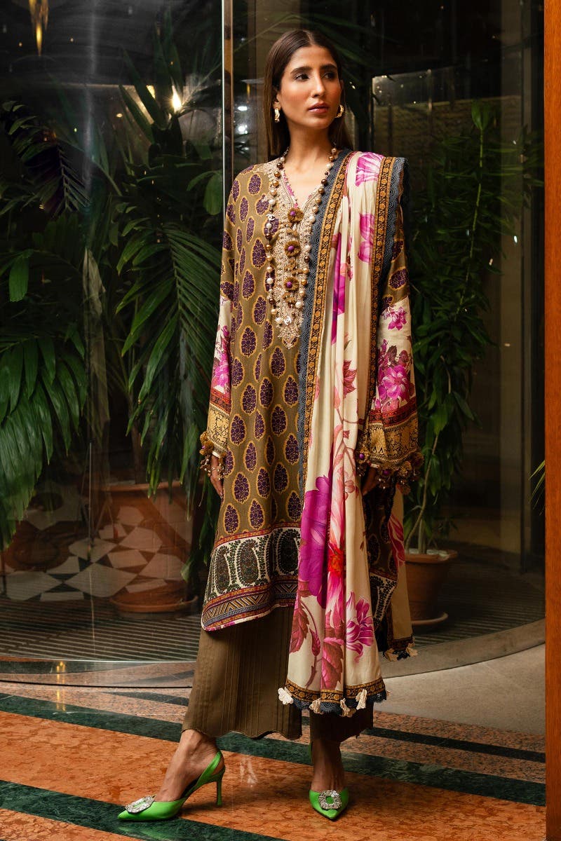 SANA SAFINAZ 3 Piece Stitched Digital Printed Linen Suit - M233-004B-CU