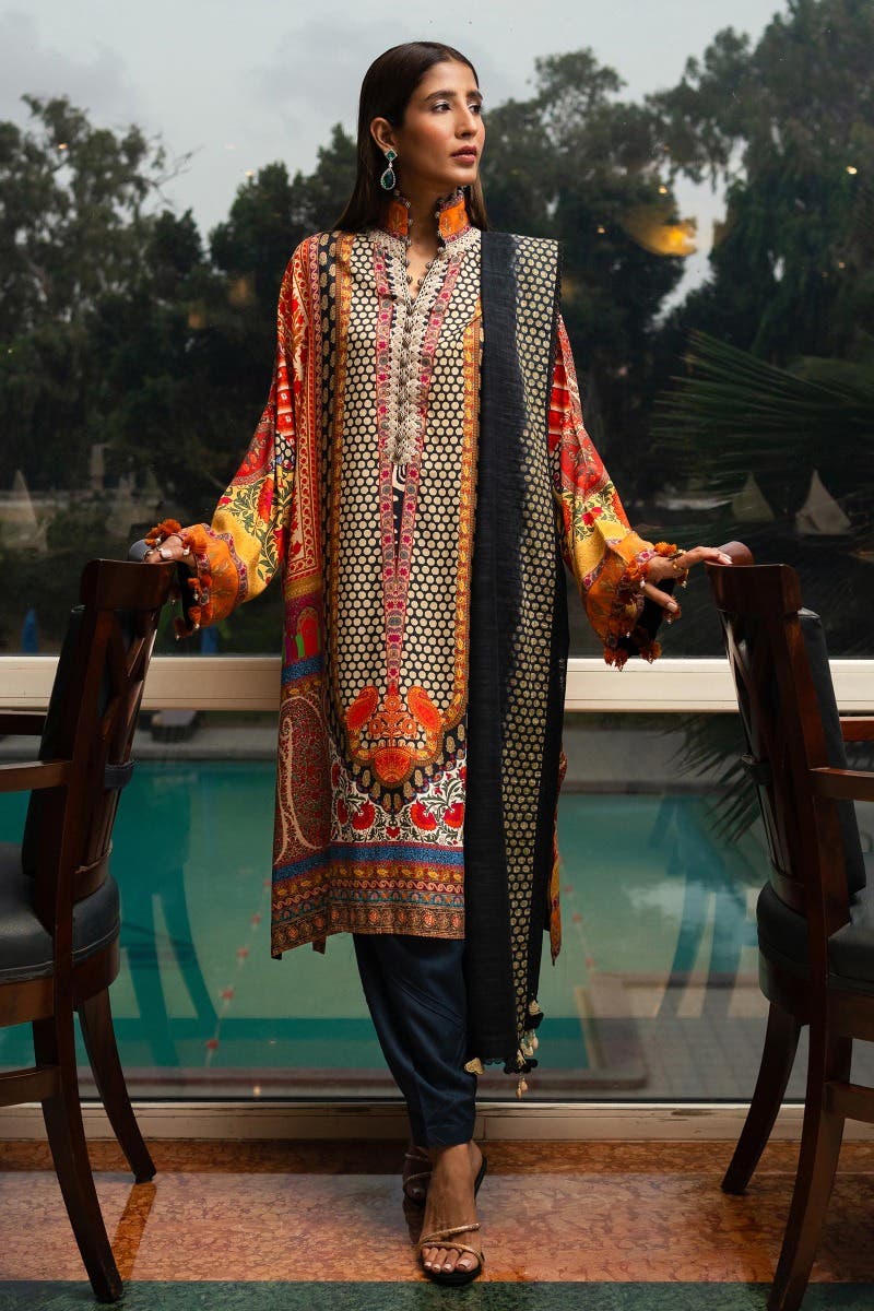 SANA SAFINAZ 3 Piece Stitched Digital Printed Linen Suit - M233-008A-CQ