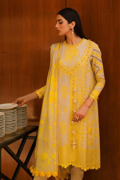 SANA SAFINAZ 3 Piece Unstitched Dyed Slub Shirt with Printed Pashmina Shawl - M233-016A-CP