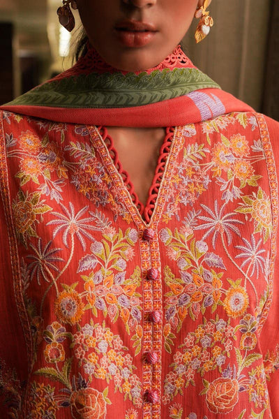 SANA SAFINAZ 3 Piece Unstitched Dyed Slub Shirt with Printed Pashmina Shawl - M233-020B-CP