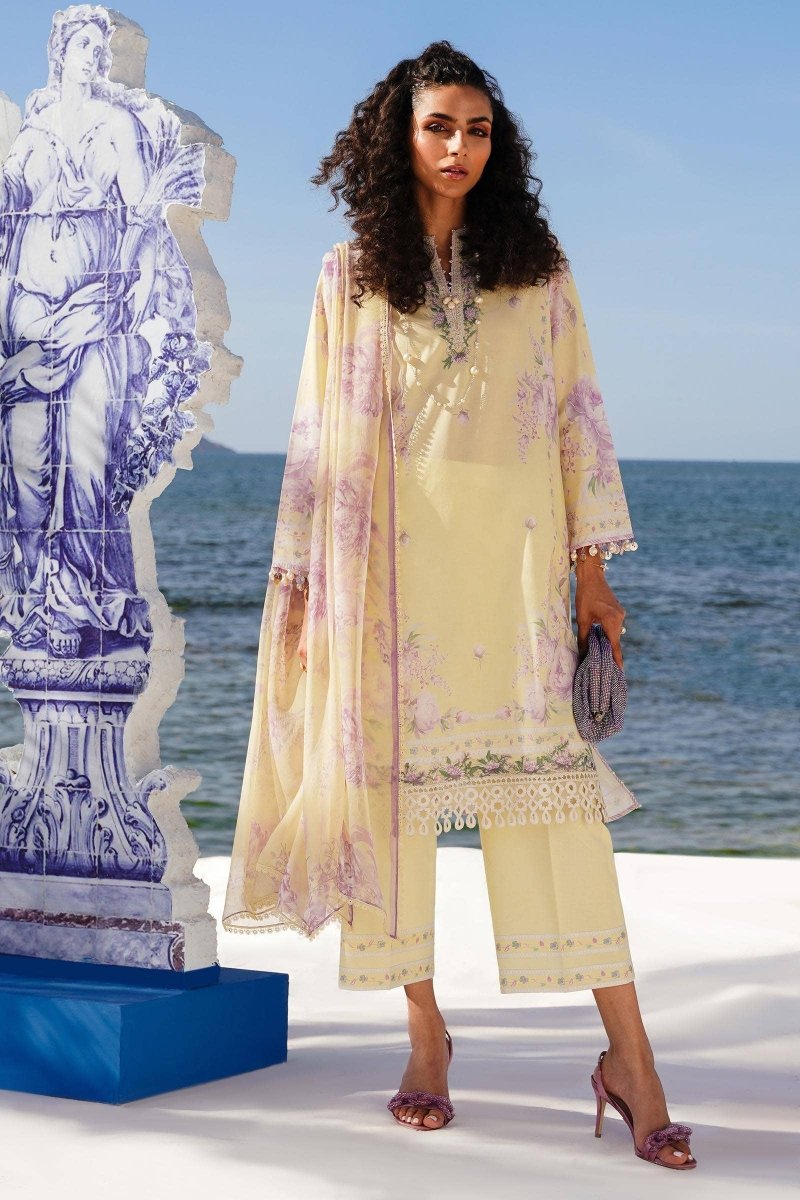 SANA SAFINAZ 3 Piece Unstitched Digital Printed Front On Lawn Shirt with Printed Silver Chiffon Dupatta - M241-004B-3CI
