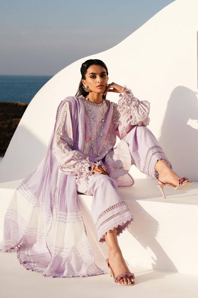 SANA SAFINAZ 3 Piece Unstitched Front Embroidered Kali On Lawn Shirt with Yarn Dyed Dupatta - M241-009B-3DF