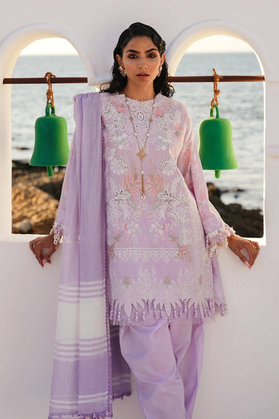 SANA SAFINAZ 3 Piece Unstitched Front Embroidered Kali On Lawn Shirt with Yarn Dyed Dupatta - M241-009B-3DF