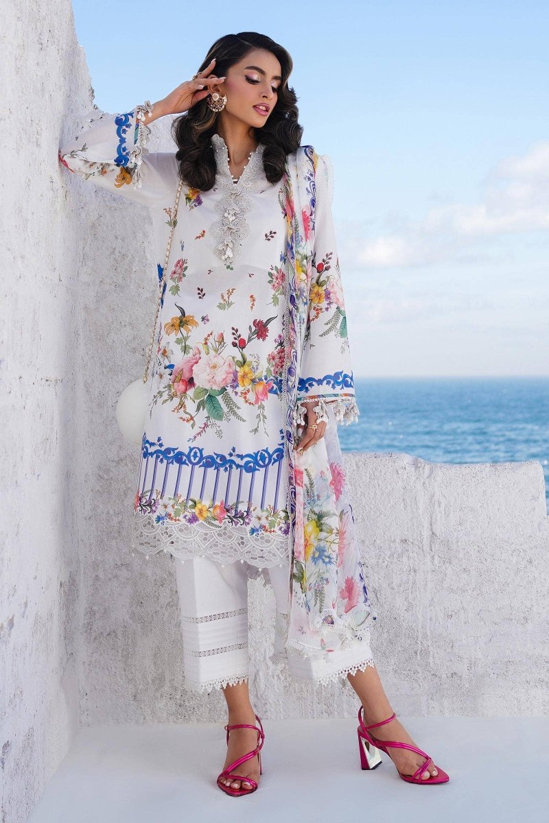 SANA SAFINAZ 3 Piece Unstitched Digital Printed Front On Lawn Shirt with Printed Silver Chiffon Dupatta - M241-012A-3CI