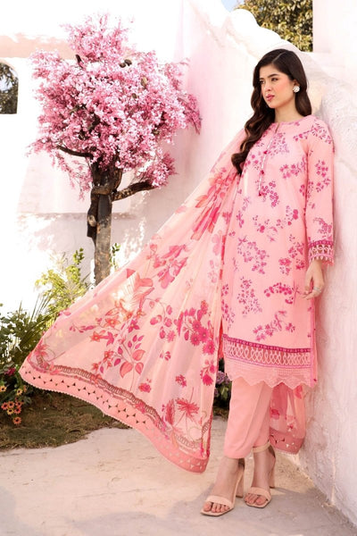 Maria. B 3 Pc Unstitched Embroidered Lawn Suit - MB-CUS25-709A