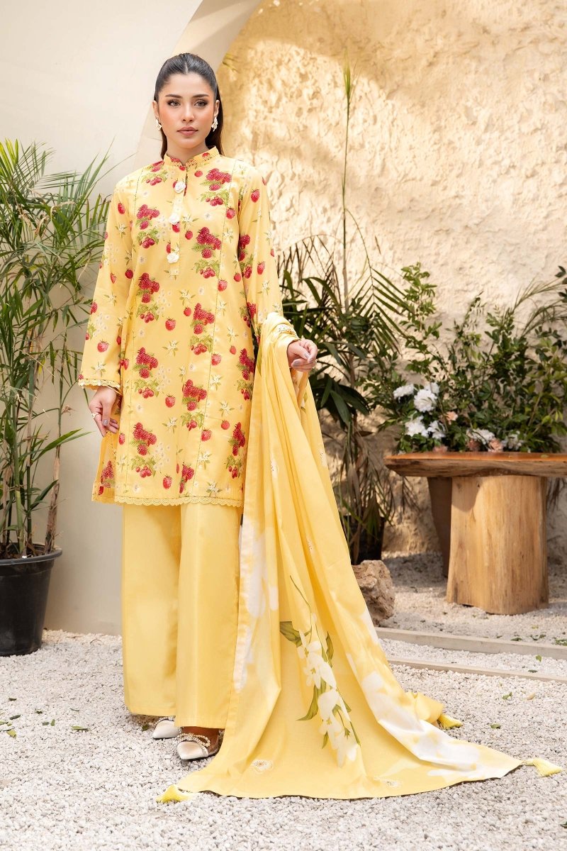 Maria. B 3 Pc Unstitched Printed Lawn Suit - MB-ELHV1-06