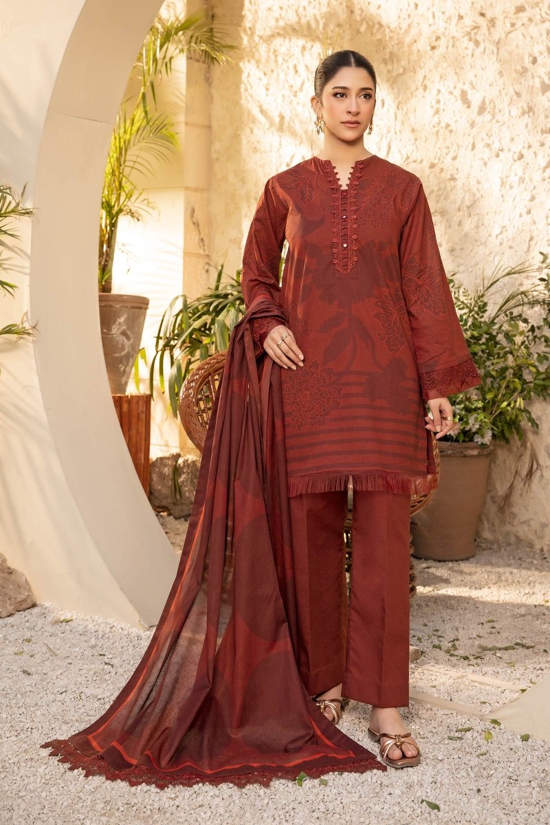 Maria. B 3 Pc Unstitched Printed Lawn Suit - MB-ELHV1-12