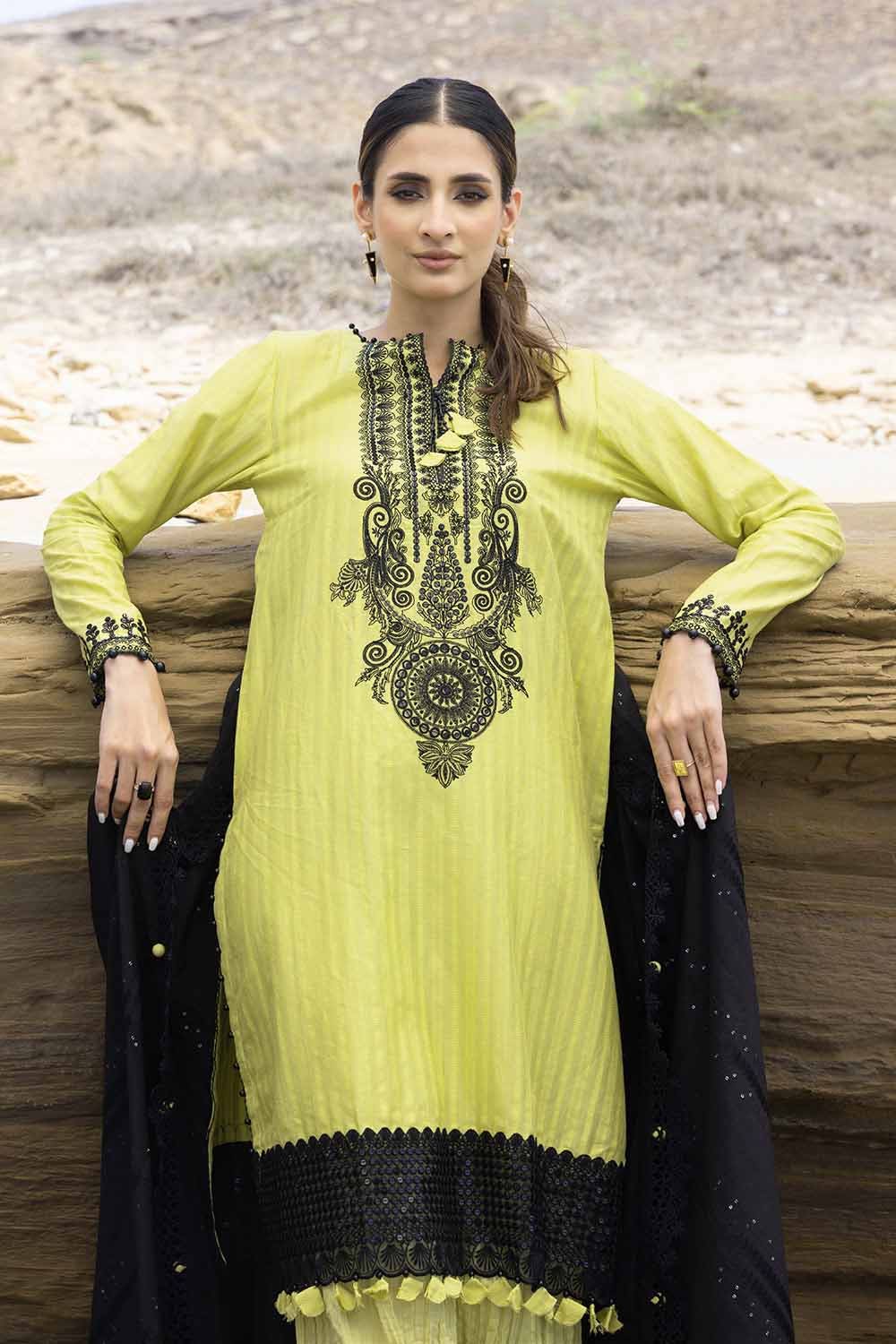 Gul Ahmed 3PC Embroidered Leno Unstitched Suit with Jacquard Dupatta MJ-32050