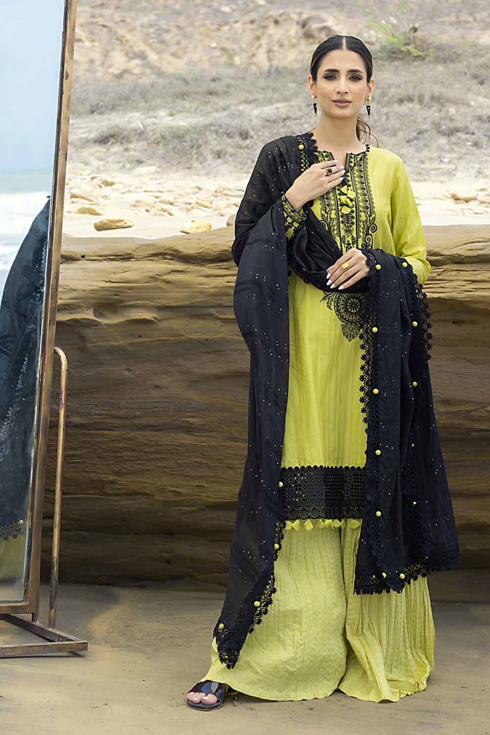 Gul Ahmed 3PC Embroidered Leno Unstitched Suit with Jacquard Dupatta MJ-32050