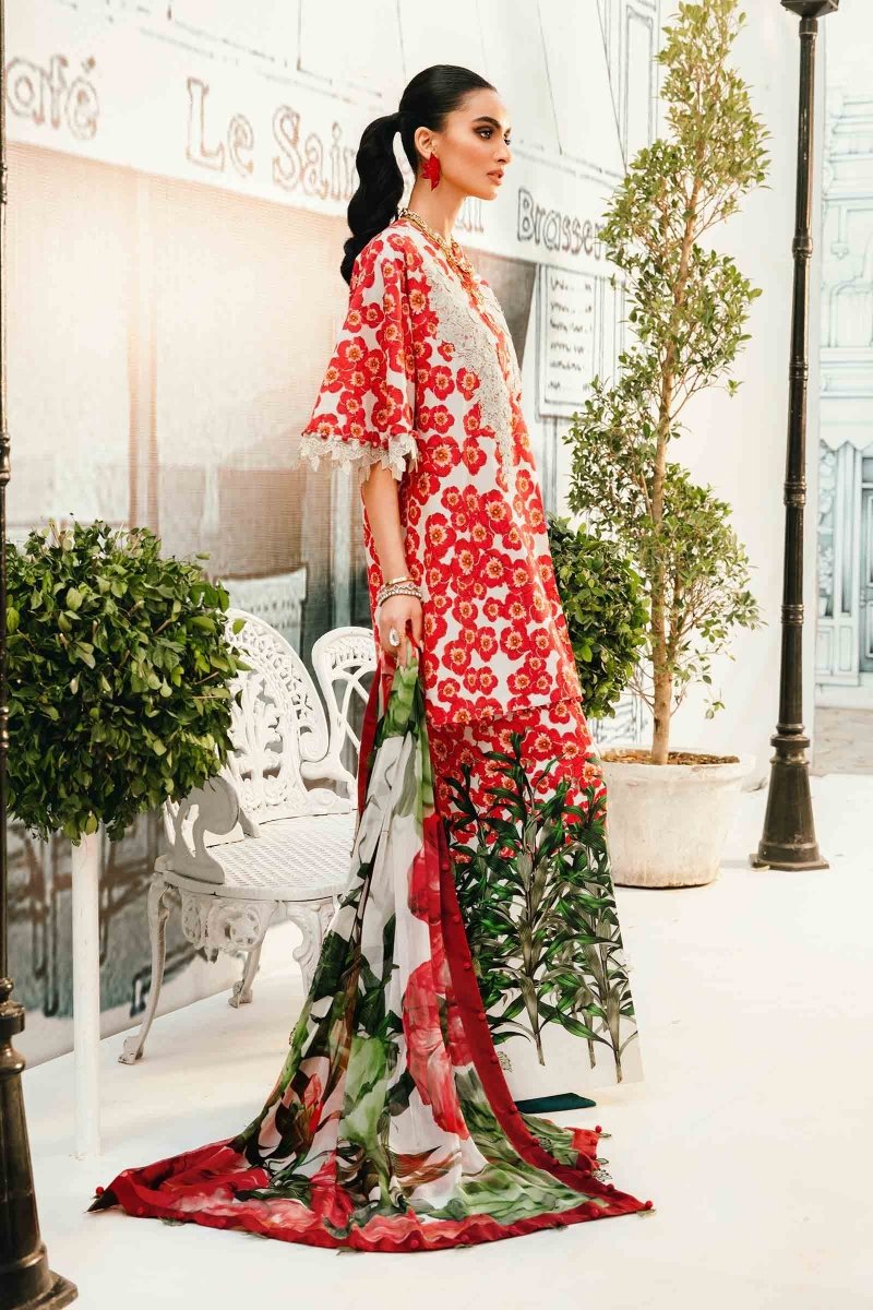 Maria. B 3 Piece Unstitched Embroidered Lawn Suit - MPT-2606-B