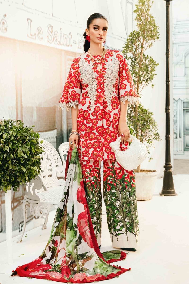 Maria. B 3 Piece Unstitched Embroidered Lawn Suit - MPT-2606-B