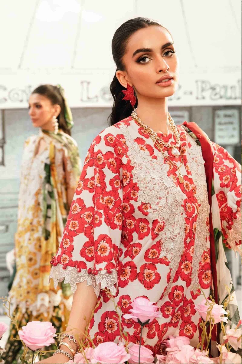 Maria. B 3 Piece Unstitched Embroidered Lawn Suit - MPT-2606-B