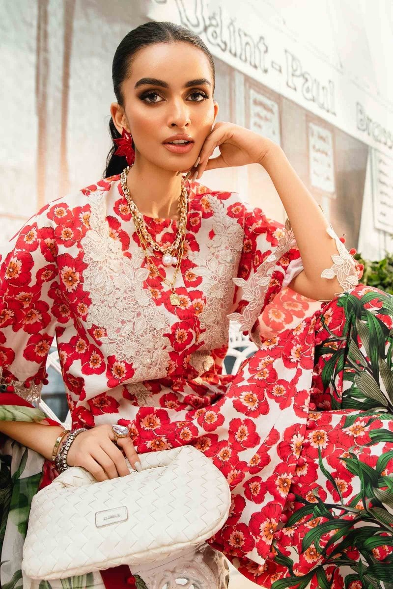 Maria. B 3 Piece Unstitched Embroidered Lawn Suit - MPT-2606-B