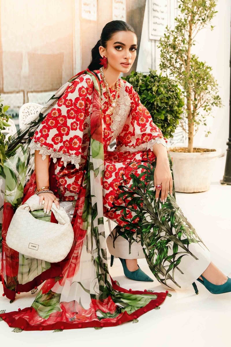 Maria. B 3 Piece Unstitched Embroidered Lawn Suit - MPT-2606-B