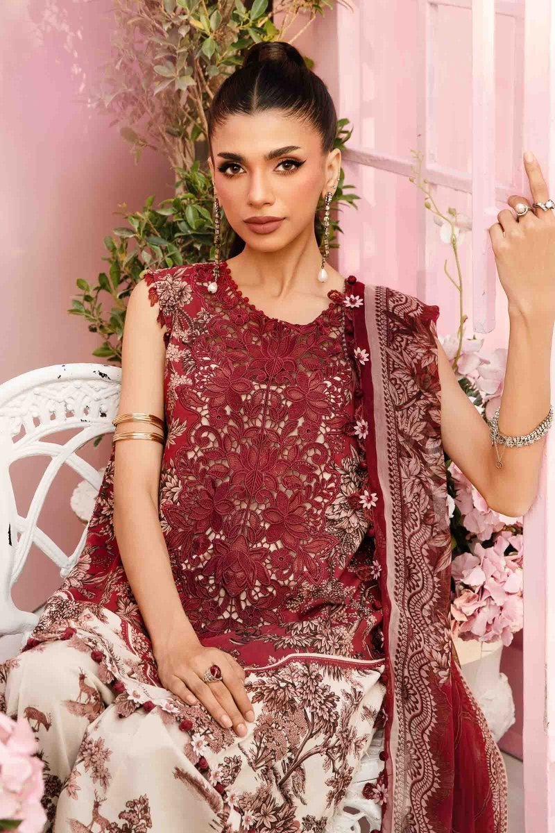 Maria. B 3 Piece Unstitched Embroidered Lawn Suit - MPT-2608-A