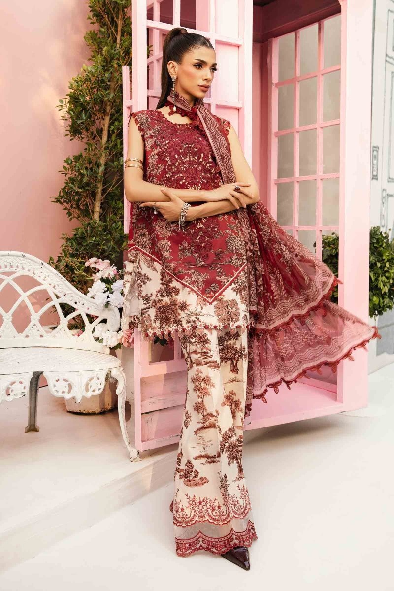 Maria. B 3 Piece Unstitched Embroidered Lawn Suit - MPT-2608-A