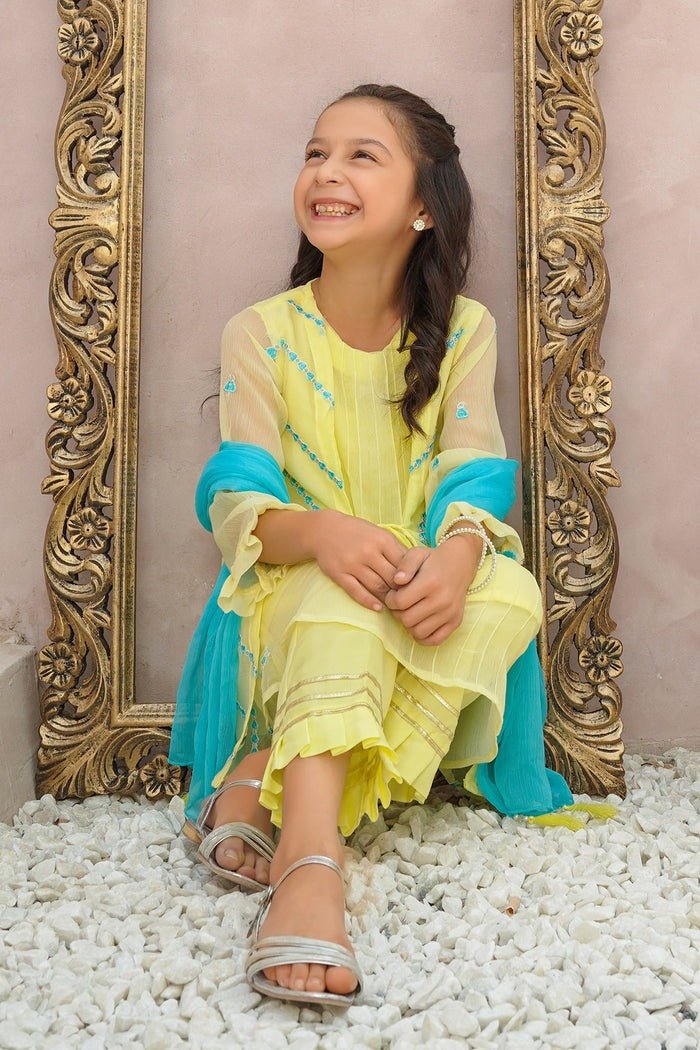 Ochre Clothing Stitched Kid’s Chiffon Embroidered 3 Pc Suit - OFW-EM-18