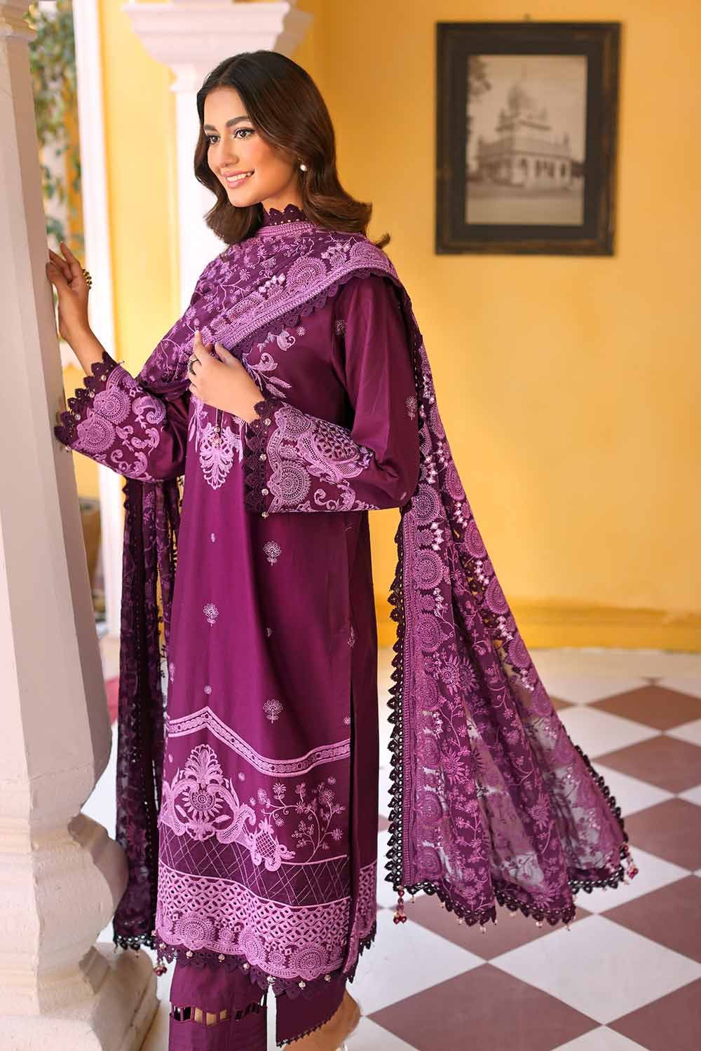 Gul Ahmed 3PC Sequins Embroidered Cambric Unstitched Suit with Embroidered Chiffon Dupatta PM-32032