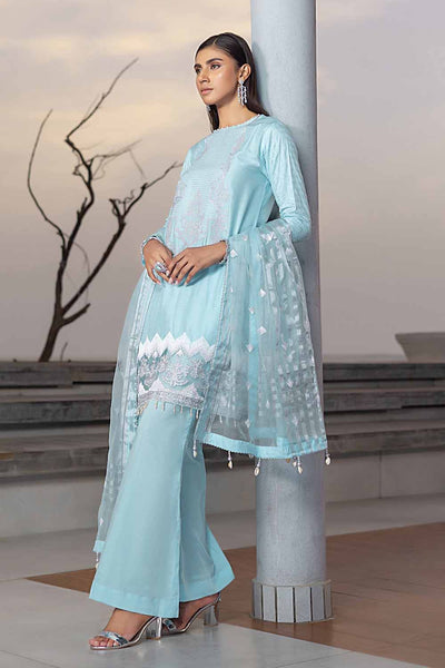 Gul Ahmed 3PC Embroidered Cotton Silk Unstitched Suit with Embroidered Organza Stripe Dupatta PM-32070