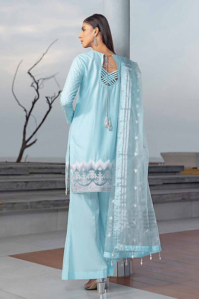 Gul Ahmed 3PC Embroidered Cotton Silk Unstitched Suit with Embroidered Organza Stripe Dupatta PM-32070