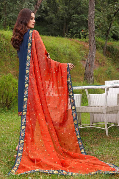 Gul Ahmed 3PC Embroidered Silk Unstitched Suit with Embroidered Organza Net Dupatta PM-32080