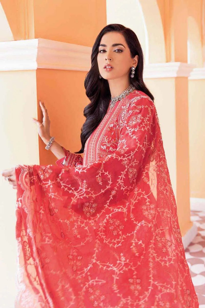 Gul Ahmed 3PC Sequins Embroidered Unstitched Lawn Suit With Embroidered Chiffon Dupatta PM-403