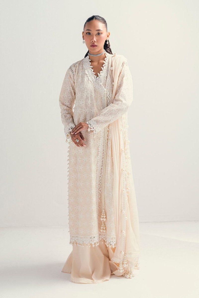 Gul Ahmed 3 Piece Unstitched Schiffli Embroidered Lawn Suit with Embroidered Chiffon Dupatta PM-52046