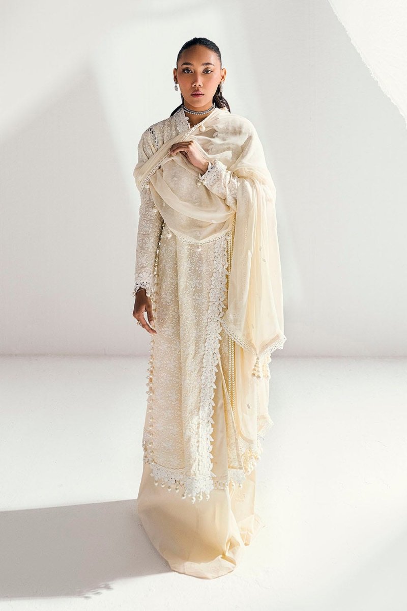 Gul Ahmed 3 Piece Unstitched Schiffli Embroidered Lawn Suit with Embroidered Chiffon Dupatta PM-52046