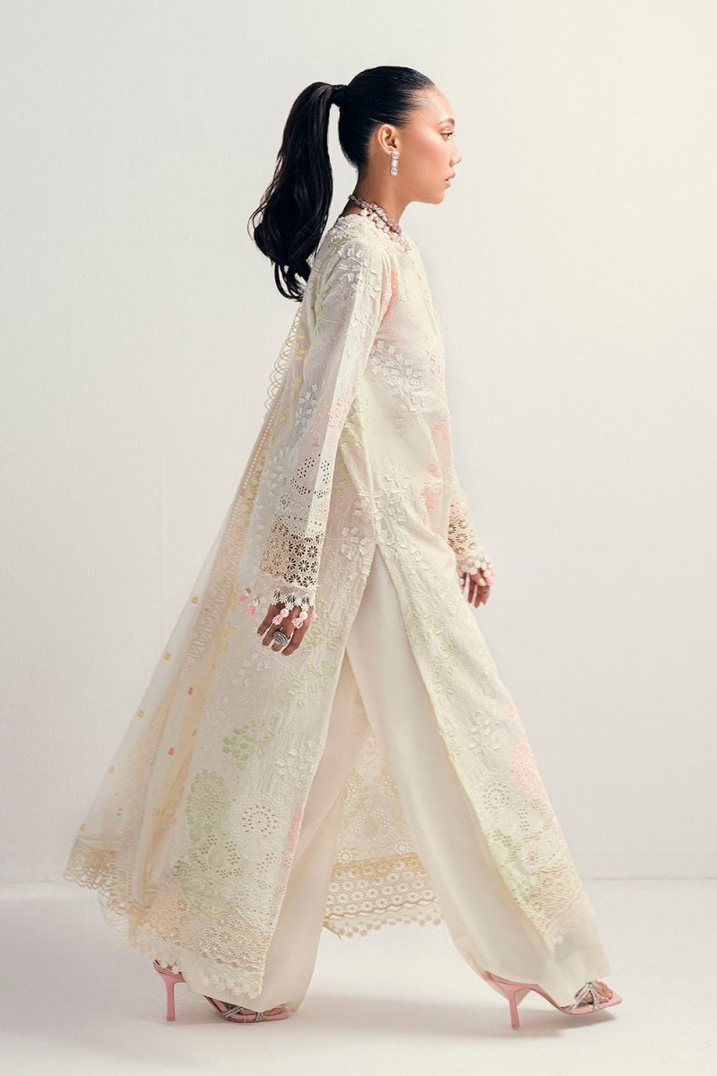 Gul Ahmed 3 Piece Unstitched Schiffli Embroidered Lawn Suit with Embroidered Chiffon Dupatta PM-52047