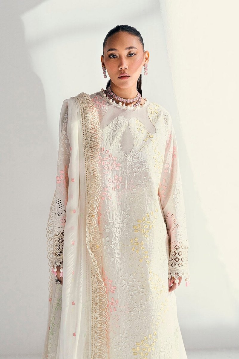 Gul Ahmed 3 Piece Unstitched Schiffli Embroidered Lawn Suit with Embroidered Chiffon Dupatta PM-52047