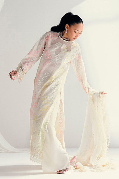 Gul Ahmed 3 Piece Unstitched Schiffli Embroidered Lawn Suit with Embroidered Chiffon Dupatta PM-52047