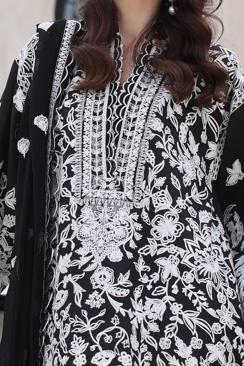 Gul Ahmed 3 Piece Unstitched Embroidered Lawn Suit with Embroidered Chiffon Dupatta PM-52056