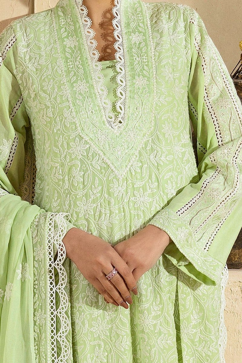 Gul Ahmed 3 Piece Unstitched Embroidered Lawn suit with Embroidered Chiffon Dupatta PM-52058