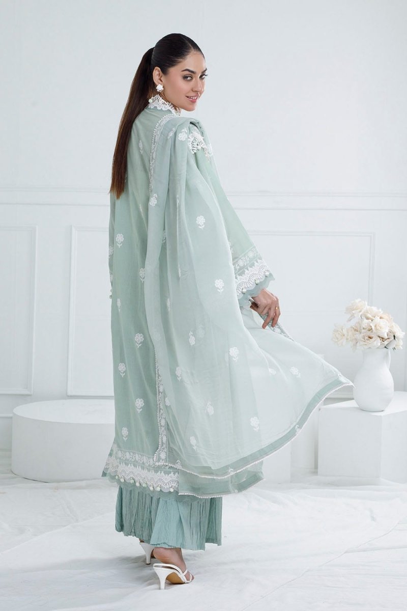 Gul Ahmed 3 Piece Unstitched Embroidered Lawn Suit with Embroidered Chiffon Dupatta PM-52068