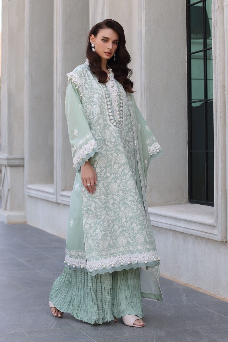 Gul Ahmed 3 Piece Unstitched Embroidered Lawn Suit with Embroidered Chiffon Dupatta PM-52068