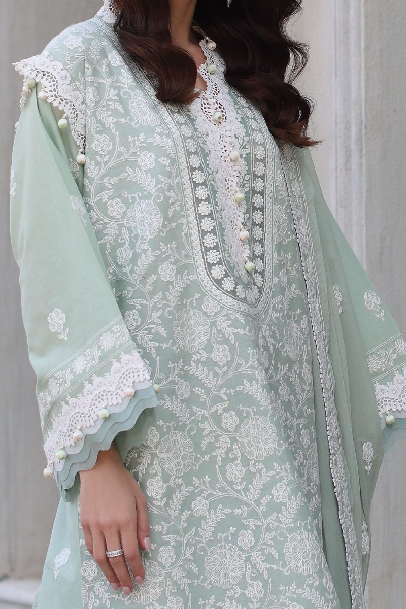 Gul Ahmed 3 Piece Unstitched Embroidered Lawn Suit with Embroidered Chiffon Dupatta PM-52068