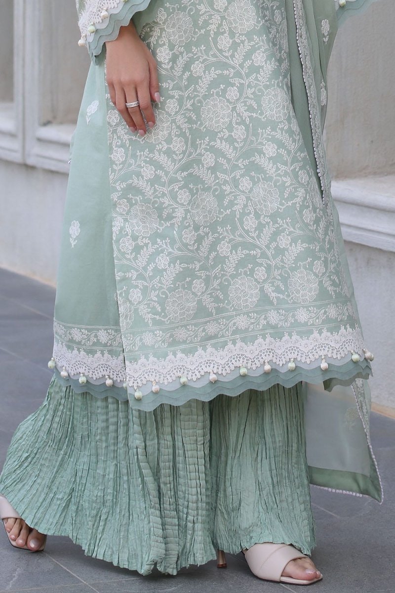 Gul Ahmed 3 Piece Unstitched Embroidered Lawn Suit with Embroidered Chiffon Dupatta PM-52068