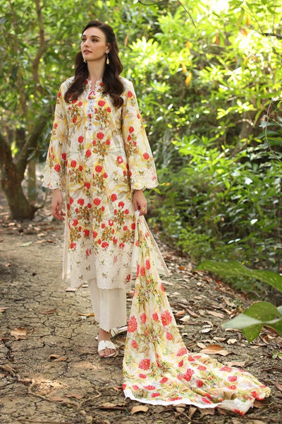 Gul Ahmed 3 Piece Unstitched Embroidered Printed Lawn Suit with Printed Chiffon Dupatta PR-52006