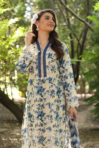 Gul Ahmed 3 Piece Unstitched Embroidered Printed Lawn Suit with Printed Chiffon Dupatta PR-52008