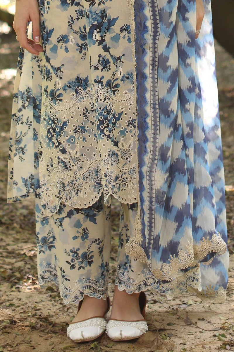 Gul Ahmed 3 Piece Unstitched Embroidered Printed Lawn Suit with Printed Chiffon Dupatta PR-52008