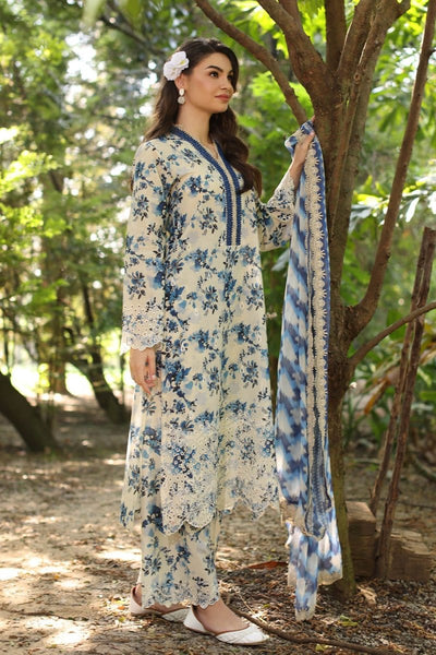 Gul Ahmed 3 Piece Unstitched Embroidered Printed Lawn Suit with Printed Chiffon Dupatta PR-52008