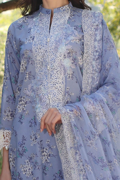 Gul Ahmed 3 Piece Unstitched Embroidered Printed Lawn Suit with Embroidered Printed Chiffon Dupatta PR-52009