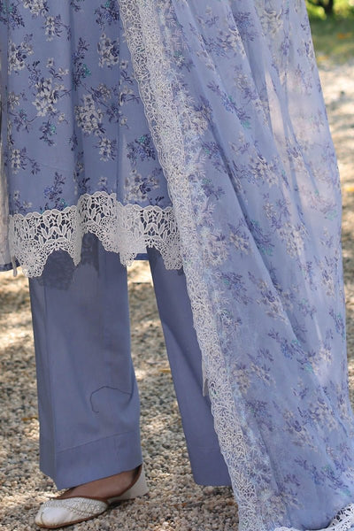 Gul Ahmed 3 Piece Unstitched Embroidered Printed Lawn Suit with Embroidered Printed Chiffon Dupatta PR-52009