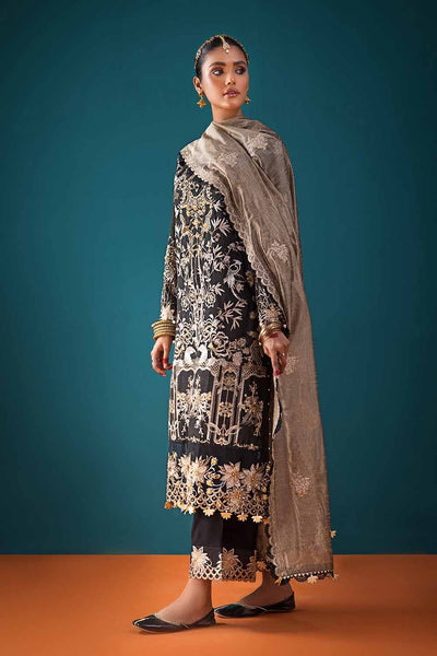 Gul Ahmed 3PC Embroidered Unstitched Zari Lawn Shirt with Embroidered Cotton Net Dupatta and Inner PRW-32045