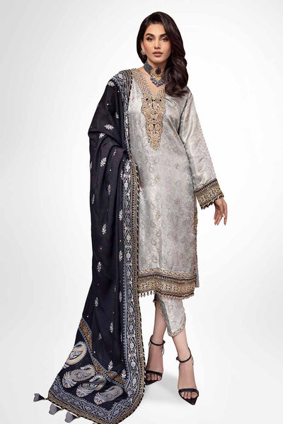 Gul Ahmed 3PC Unstitched Jamawar Embroidered Suit with Raw Silk Dupatta PRW-32073